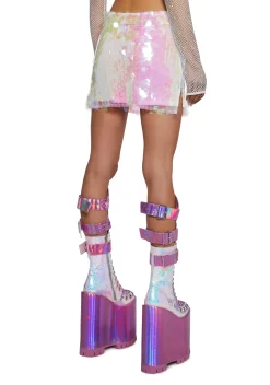 Club Exx Bottoms|Skirts*Sweet Bubble Blizzard Sequin Skirt