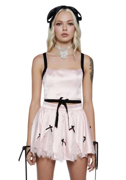 Sugar Thrillz Tops*Sweet Kiss Satin Crop Top