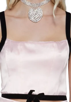 Sugar Thrillz Tops*Sweet Kiss Satin Crop Top