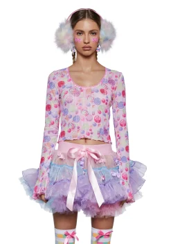 Dolls Kill x Candyland Tops*Sweet Pieces Mesh Top