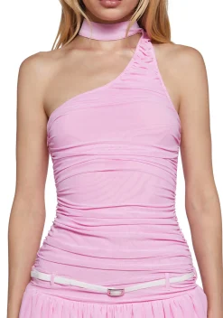 x_New Pink Dresses*Sweet Vamp One Shoulder Dress - Pink