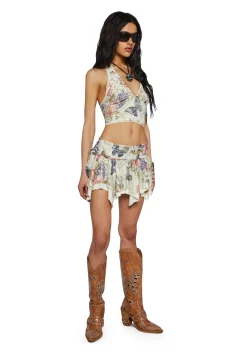 Current Mood Bottoms|Skirts*Tales Of Fantasy Mini Skirt - Floral Fairy