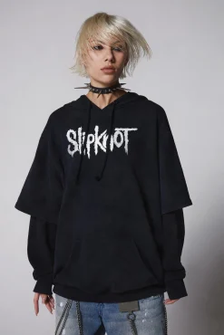 Dolls Kill x Slipknot Sweatshirts & Hoodies|Tops*Tattered & Torn Knit Hoodie