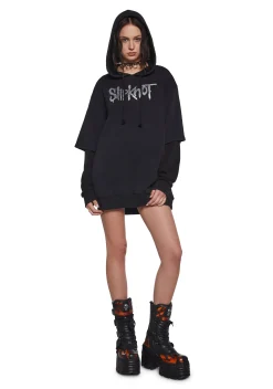 Dolls Kill x Slipknot Sweatshirts & Hoodies|Tops*Tattered & Torn Knit Hoodie