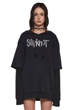 Dolls Kill x Slipknot Sweatshirts & Hoodies|Tops*Tattered & Torn Knit Hoodie