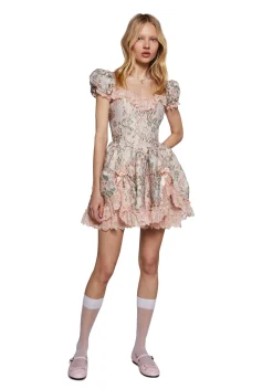 Sugar Thrillz Dresses|Mini Dresses*Tea And Circumstance Brocade Mini Dress - Pink