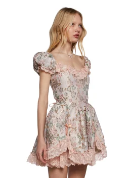 Sugar Thrillz Dresses|Mini Dresses*Tea And Circumstance Brocade Mini Dress - Pink