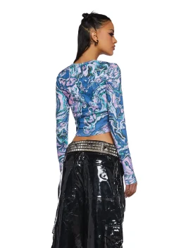 Club Exx Tops|Plus*Techno Angel Long Sleeve Crop Top