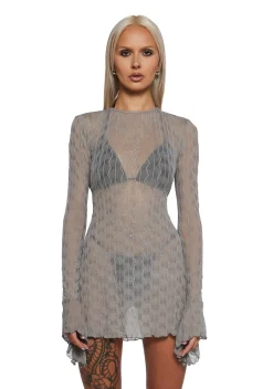 DARKER WAVS Dresses*Techno Novelty Mesh Dress - Grey