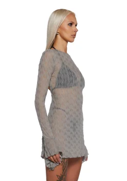 DARKER WAVS Dresses*Techno Novelty Mesh Dress - Grey