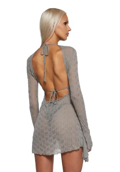 DARKER WAVS Dresses*Techno Novelty Mesh Dress - Grey