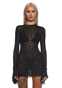 DARKER WAVS Dresses*Techno Novelty Mesh Dress - Black