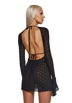 DARKER WAVS Dresses*Techno Novelty Mesh Dress - Black