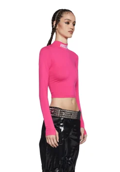 Club Exx Tops|Plus*Techno Snob Mock Neck Top - Pink