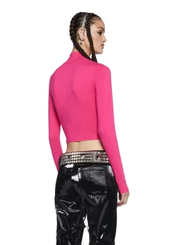 Club Exx Tops|Plus*Techno Snob Mock Neck Top - Pink