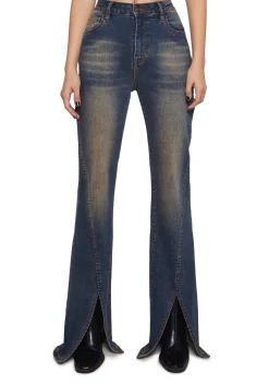 x_Machine Jeans Bottoms|Pants*Tell Your Friends Split Hem Denim Jeans