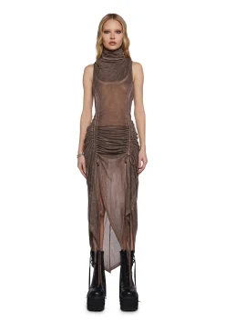 DARKER WAVS Dresses*Tempo Ruched Harness Dress - Brown