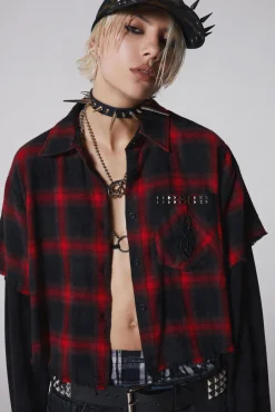 Dolls Kill x Slipknot Tops|Plus*The Nameless Cropped Flannel Top