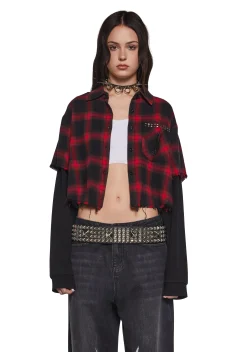Dolls Kill x Slipknot Tops|Plus*The Nameless Cropped Flannel Top