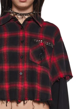 Dolls Kill x Slipknot Tops|Plus*The Nameless Cropped Flannel Top