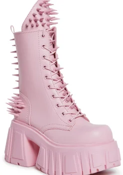 Club Exx Boots*The Problem Child Combat Boots - Pink