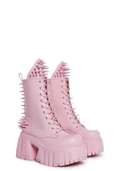 Club Exx Boots*The Problem Child Combat Boots - Pink