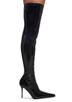 Trickz N' Treatz Boots*Thigh High Stretch Boots - Black