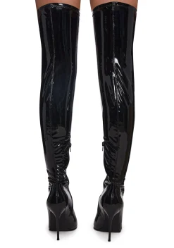 Trickz N' Treatz Boots*Thigh High Stretch Boots - Black
