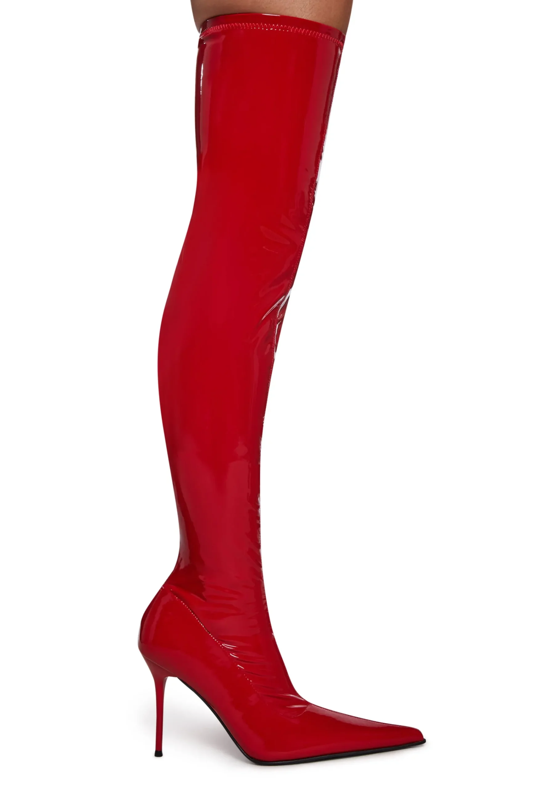 Trickz N' Treatz Boots*Thigh High Stretch Boots - Red