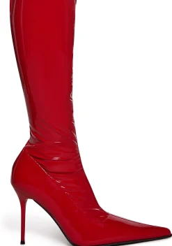 Trickz N' Treatz Boots*Thigh High Stretch Boots - Red
