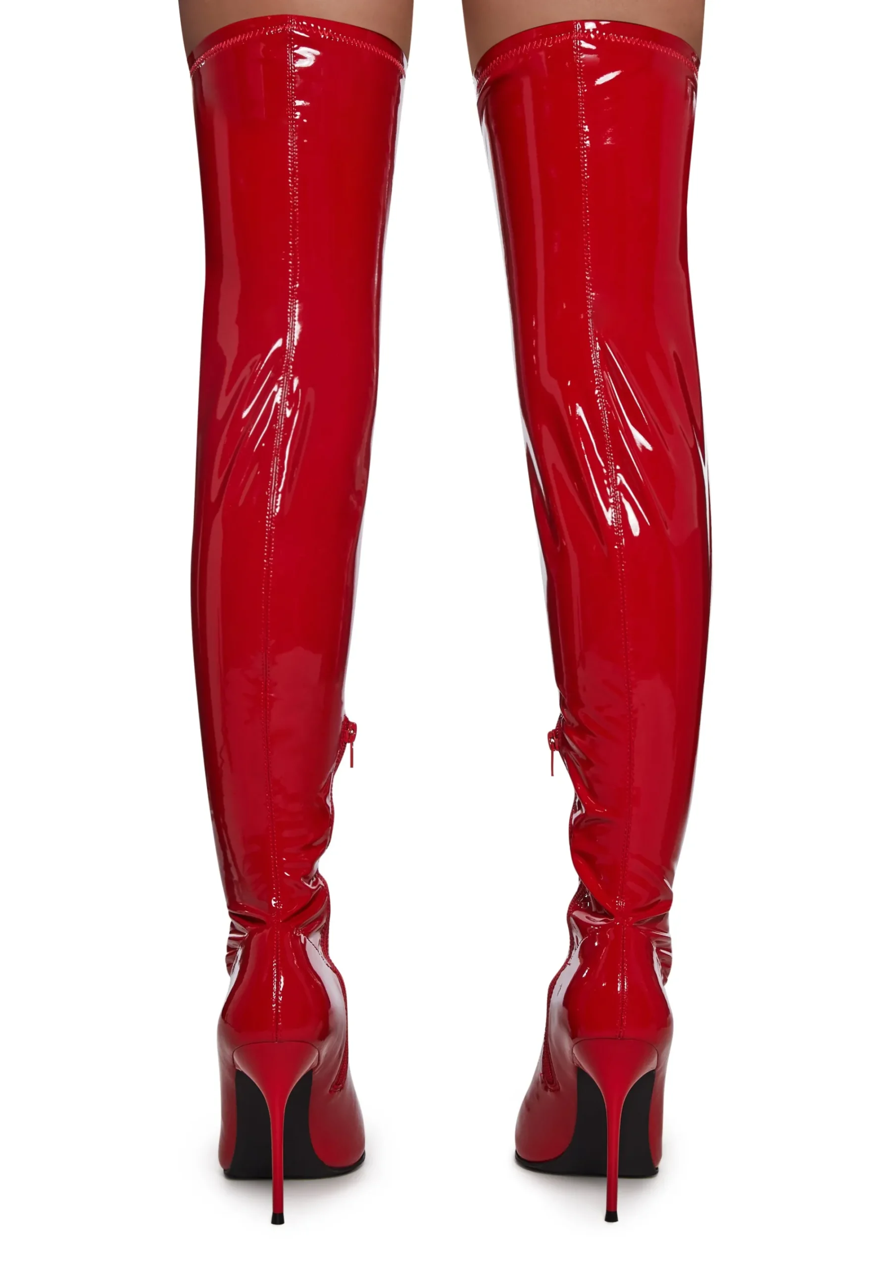 Trickz N' Treatz Boots*Thigh High Stretch Boots - Red