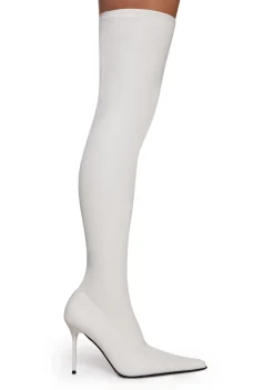 Trickz N' Treatz Boots*Thigh High Stretch Boots - White