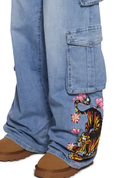 Ed Hardy Bottoms|Pants*Tiger Flowers Cargo Jeans