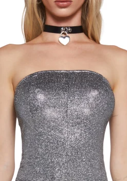 x_Blue Blush Jumpsuits & Rompers*Times Square Kiss Metallic Romper