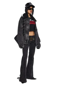 Current Mood Outerwear|Plus*Total Destruction Bomber Jacket
