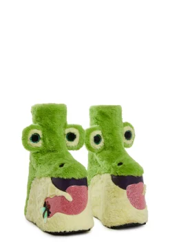 dELiA*s by Dolls Kill Boots|Platforms*Total Wildlife Platform Booties - Green