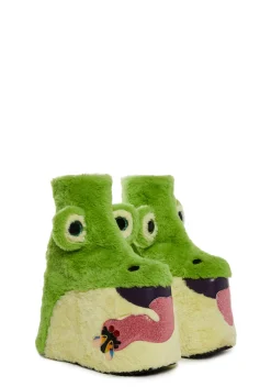 dELiA*s by Dolls Kill Boots|Platforms*Total Wildlife Platform Booties - Green