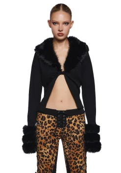 Current Mood Tops|Plus*Touches Of Glam Faux Fur Cardigan