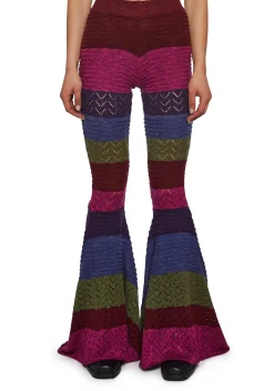 Current Mood Bottoms|Pants*Trippy Fads Crochet Pants - Striped