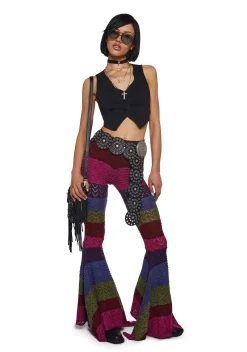 Current Mood Bottoms|Pants*Trippy Fads Crochet Pants - Striped