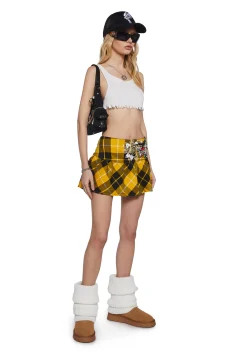 Ed Hardy Bottoms|Skirts*True Eagle Plaid Flare Miniskirt