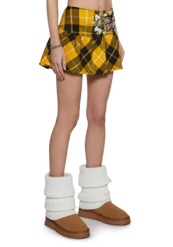 Ed Hardy Bottoms|Skirts*True Eagle Plaid Flare Miniskirt