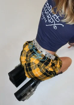 Ed Hardy Bottoms|Skirts*True Eagle Plaid Flare Miniskirt