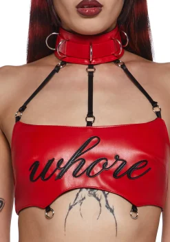 Namilia Tops*Turn On Choker Top - Red