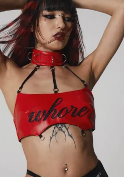 Namilia Tops*Turn On Choker Top - Red
