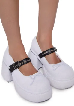 Sugar Thrillz Boots|Platforms*Twirling Perfection Mary Janes - White