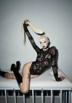 Widow Tops*Twisted Fantasies Mesh Bodysuit