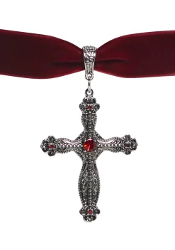 Widow Jewelry*Velvet Cross Choker