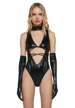 Club Exx Tops*Want To Believe Bodysuit And Gloves Set