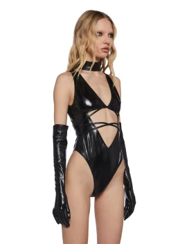 Club Exx Tops*Want To Believe Bodysuit And Gloves Set